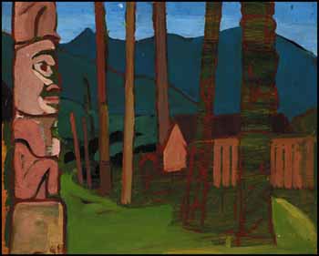 Totem Poles / Mountain Landscape (verso) by Anne Douglas Savage sold for $28,750