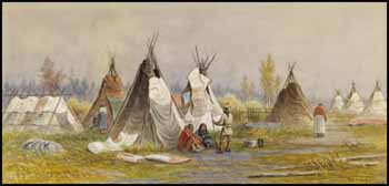 Ojibwa Wigwams, Time of Treaty with Governor, 1873 by Frederick Arthur Verner sold for $17,550