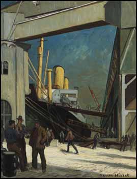 Stevedores Unloading a Ship, Montreal Harbour by Adrien Hébert vendu pour $40,950