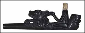 Early Trade Pipe with Euro-American Figure and Stylized Haida Animal and Bowl Carved with a Human Head by Early Haida Artist sold for $26,325