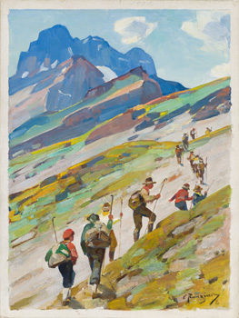 Mountain Trail Hikers by Carl Clemens Moritz Rungius vendu pour $67,250