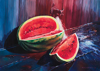 Water, Spout & Cut Melon by Mary Frances Pratt sold for $55,250