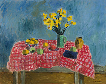 Daffodils & Red-Checked Cloth by William Goodridge Roberts sold for $31,250