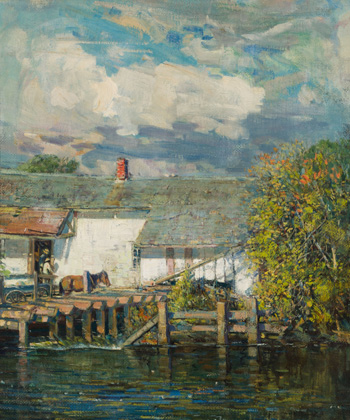 Loading at Water's Edge by Peleg Franklin Brownell sold for $13,750