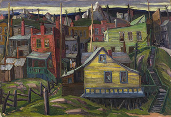 Miners’ Shacks, Cobalt / Mulleins (verso) by Muriel Yvonne McKague Housser sold for $145,250