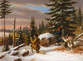 Gentlemen and Indian Hunting Caribou by Cornelius David Krieghoff sold for $181,250