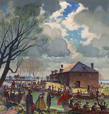 The Spring Fur Brigade Leaves Lachine by George Franklin Arbuckle vendu pour $97,250