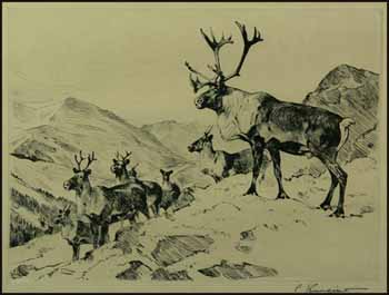 Mountain Caribou by Carl Clemens Moritz Rungius vendu pour $2,633