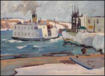 The Ferry Boat in Winter, Quebec by Lorne Holland Bouchard vendu pour $4,095