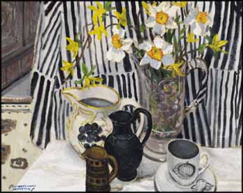 Still Life with Forsythia and Narcissi by Frances-Anne Johnston sold for $2,000
