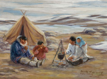 Family at Spring Camp, Baffin  Island by Anna T. Noeh sold for $625