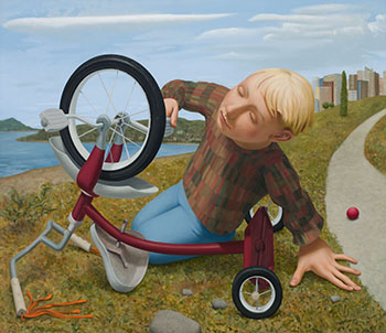 Boy with Bike by Michael Abraham vendu pour $2,500