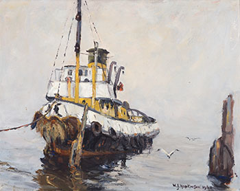 Tugboat in the Mist by William John Hopkinson vendu pour $625