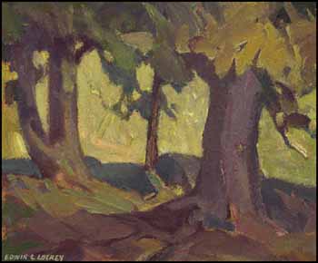 Forest Landscape - Sunlight in the Woods by Edwin C. Lockey sold for $403