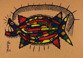 Fish Caught on Net by Joshim Kakegamic sold for $1,625