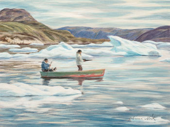 Kanee and Iapalee Seal Hunting by Anna T. Noeh sold for $875