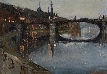 When Night Meets Day, Bridge at Dinant by Henry Sandham sold for $1,250