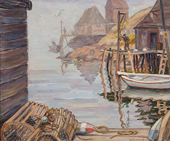 Morning Fog, Peggy's Cove by Elisabeth (Betty) Roberta Galbraith-Cornell sold for $750