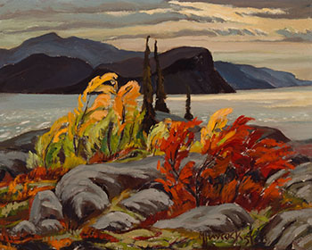 Great Bear Lake with Fall Colours by Dr. Maurice Hall Haycock sold for $7,500