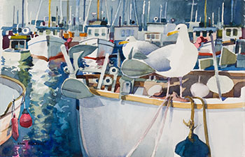 Fishing Fleet Inspection by Sam Black sold for $1,125