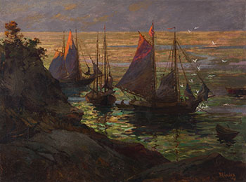 Fishing Boats of Gloucester, N.S. by Robert Ford Gagen sold for $4,375