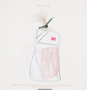 Still Life: Laminated Drawings of a Sponge Bottled in Plastic Twice No. 6 by Iain Baxter sold for $1,375
