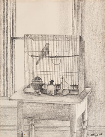 Study for Bird Cage and Tunisian Objects by Christiane Sybille Pflug vendu pour $10,000