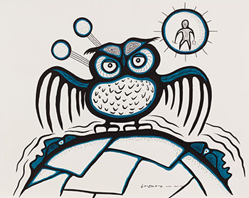Owl Atop the Shaking Tent by Carl Ray sold for $3,750