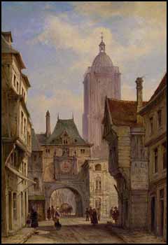 Rouen ~ Street Scene by Pieter Cornelis Dommersen sold for $3,450
