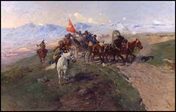 A Skirmish in the Caucasus by Frants (Franz) Roubaud sold for $92,000