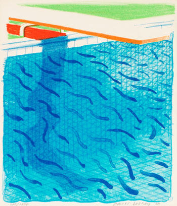 Pool Made with Paper and Blue Ink for Book by David Hockney sold for $25,000