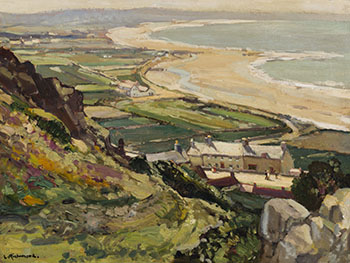 St. Ouen's Bay from L'Etacq, Jersey, C.I. by Leonard Richmond sold for $2,250