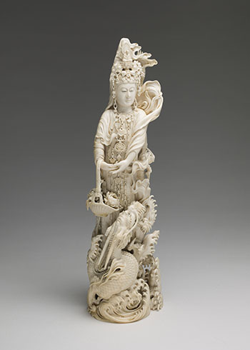 A Magnificent Japanese Ivory Carved Okimono of Kannon, Tokyo School, Meiji Period, Circa 1905 by  Japanese Art sold for $20,000