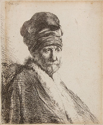 Bust of a Man Wearing a High Cap by Rembrandt Harmenszoon van Rijn vendu pour $3,750