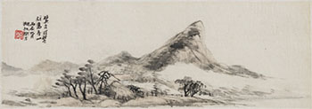 Miniature Mountain Landscape by Wu Hufan sold for $1,375