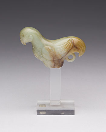 Rare Chinese Mottled Celadon Jade Parrot-Form Cane Handle, Ming Dynasty (1368 - 1644) by  Chinese Art vendu pour $16,250