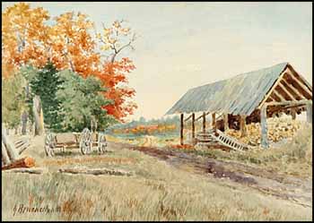 Untitled - Farm Shed by George Robert Bruenech sold for $374