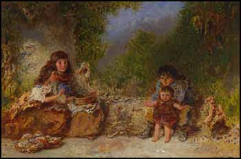 Gypsy Children in the Woods by Otto Reinhold Jacobi sold for $1,380