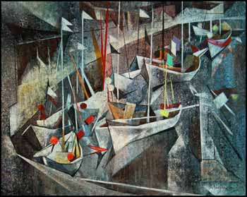 Sailboats by Peter Haworth sold for $1,380