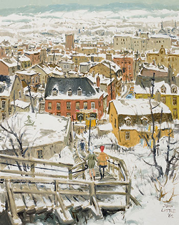 Les escaliers contre rue Lavigueur et rue Arago Est, Québec by John Geoffrey Caruthers Little sold for $121,250
