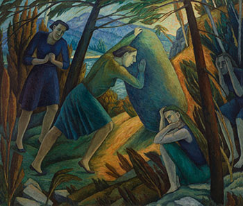 Woman Pushing Rock Up a Hill by Diana Dean sold for $2,813