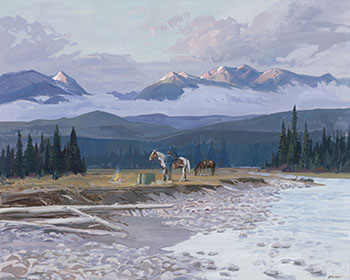 Mountain Landscape, October Sunrise near Golden, BC by Peter Ewart sold for $7,500