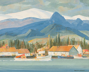 North Coast Cannery - Skeena River by Ronald Threlkeld Jackson vendu pour $3,438