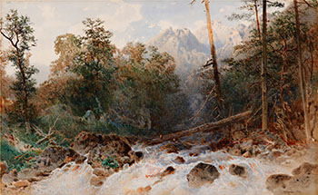 Mountains and Waterfall by Otto Reinhold Jacobi sold for $1,000
