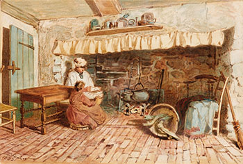 Cottage Interior, Sussex, England by Daniel Fowler sold for $875