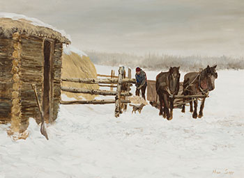 Loading Hay by Allen Sapp sold for $8,750