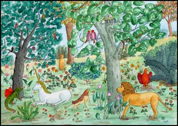 Mythical Animals in a Mythical Forest by Elisabeth Margaret Hopkins sold for $345