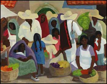 Street in Mexico by Muriel Yvonne McKague Housser sold for $7,605