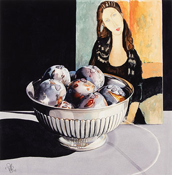 Jeanne with Plums by Vivian Thierfelder sold for $625