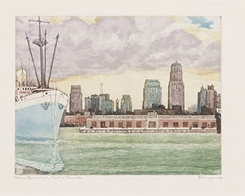Ocean Terminal, Port of Toronto (with the original printing plate) by Nicholas Hornyansky vendu pour $1,125